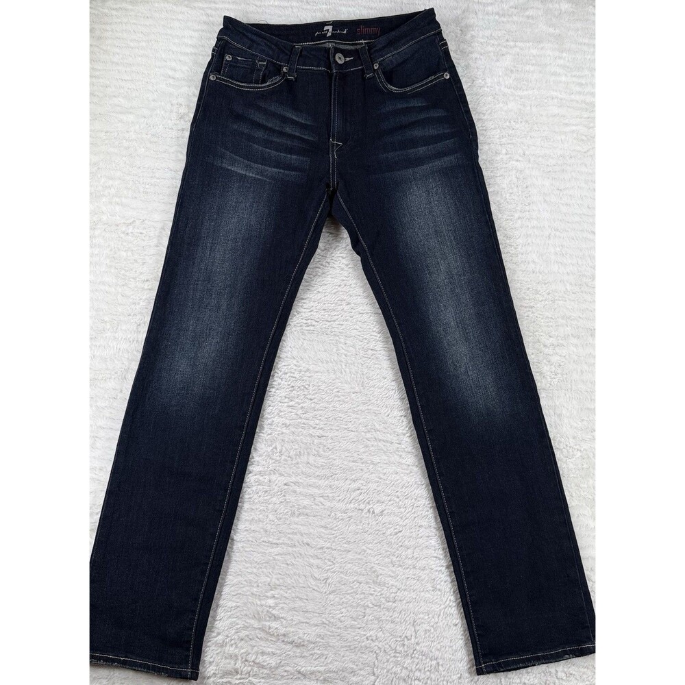 7 For All Mankind Dark Blue Slimmy Slim Straight Leg Jeans Boys Sz 12 NWT 26x28